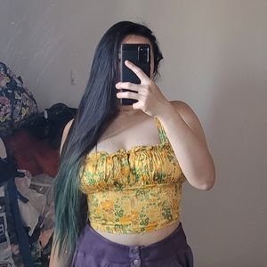 UO valentina bustier floral Yellow top